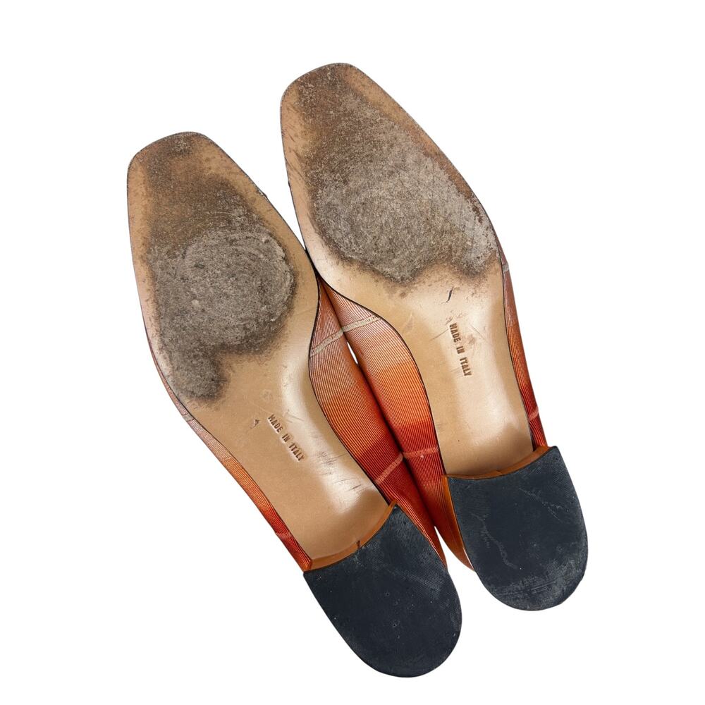 Salvatore Ferragamo Vitnage 90s Orange Ombre Woven Square Toe Patent Trim Heel 7 - Picture 4 of 7